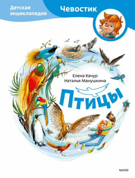 Обложка детской энциклопедической книги про птиц серии Чевостик